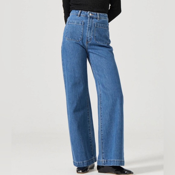 ROLLA’S Sailor High Rise Wide Leg Jeans | Med Blue | Size 24 - Picture 1 of 6